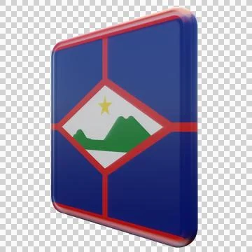 Sint Eustatius 3d illustration flag on pole. Wood flagpole Stock-Illustration