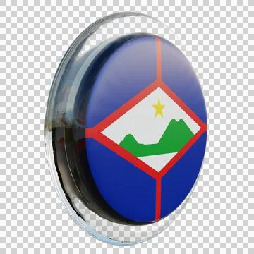 Sint Eustatius 3d illustration flag on pole. Wood flagpole Stock Illustration