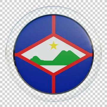 Sint Eustatius 3d illustration flag on pole. Wood flagpole Stock Illustration