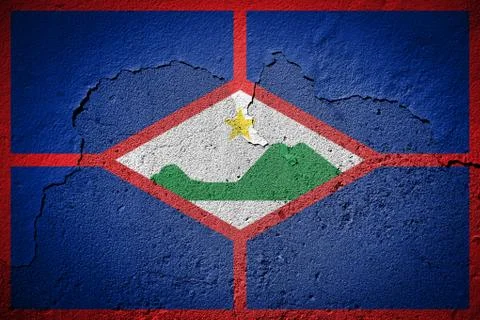 Sint Eustatius flag on cracked wall Stock Photos