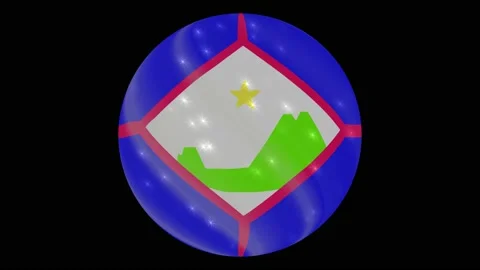Sint Eustatius flag in a round ball rotates. Flicker and shine. Animation loop Stock Footage 145799834