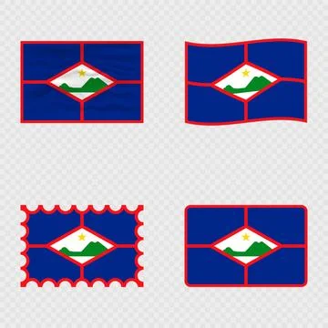 Sint Eustatius national flag in four different styles. Stock Illustration