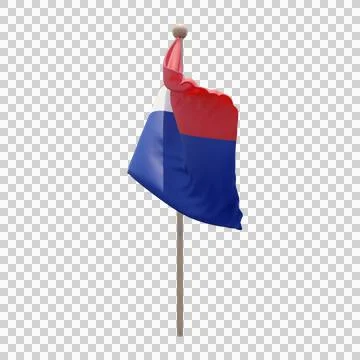 Sint Maarten 3d illustration flag on pole. Wood flagpole Stock Illustration