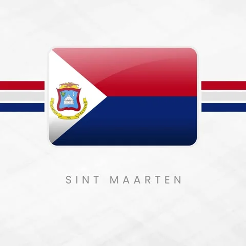 Sint Maarten Flag Button Animation, Waving Saint Martin National Symbol, 3D.. Video stock 332066558
