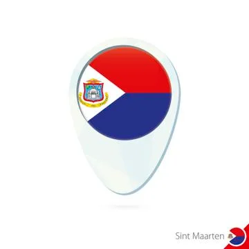 Sint Maarten flag location map pin icon on white background. Stock Illustration
