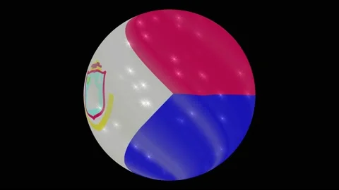 Sint Maarten flag in a round ball rotates. Flicker and shine. Animation loop Stock Footage 145857552