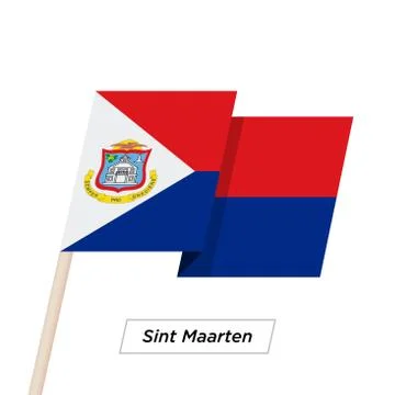 Sint Maarten Sharp Ribbon Waving Flag Isolated on White. Vector Illustration Stock Illustration
