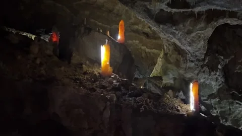 Sinter formations in the deepest karst caves of the world in Abkhazia, Verevkin 库存影片 263824794