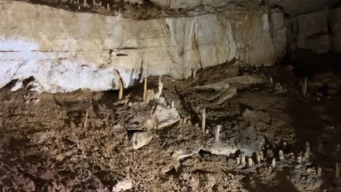 Sinter formations in the deepest karst caves of the world in Abkhazia, Verevkin 库存影片 263824884