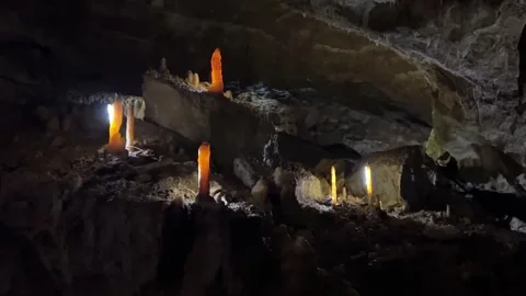 Sinter formations in the deepest karst caves of the world in Abkhazia, Verevkin 库存影片 263824947