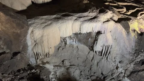 Sinter formations in the deepest karst caves of the world in Abkhazia, Verevkin 库存影片 263825968