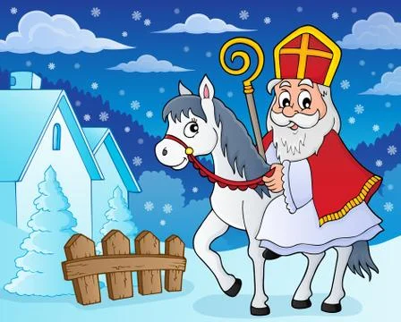 Sinterklaas on horse theme image Stock Illustration