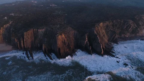 Sintra sunset shore 2 colored Stock Footage 127541344
