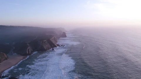 Sintra sunset shore 3 16-9 colored Stock Footage 127656371