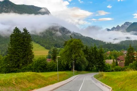 Sinuous Road in Mountains Stock Photos