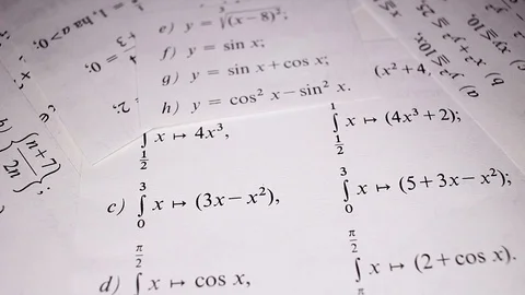 Sinus cosinus math mathematical exercise examples intergration example integrals Stock Footage 102591118