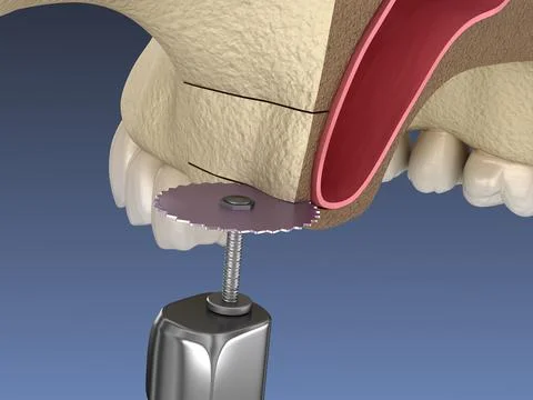 Sinus Lift Surgery - Creating side access to the Sinus. 3D illustration Illustrazione stock