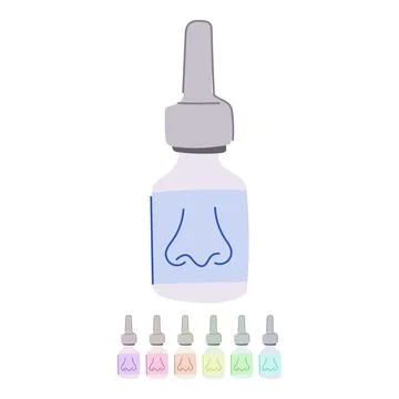 Sinus nasal spray bottle vector cartoon graphic Stock Illustration