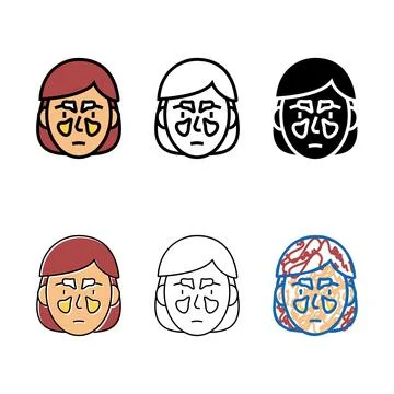 Sinus problems color variations icon vector Stock Illustration