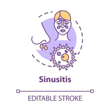 Sinusitis concept icon. Stuffy nose. Paranasal inflammation. Respiratory illness Stock Illustration