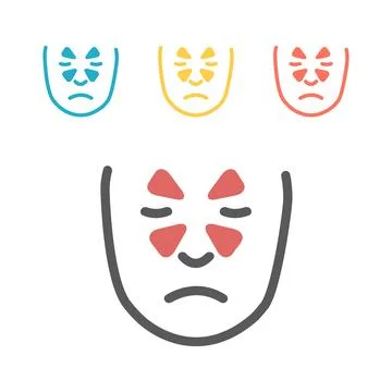 Sinusitis. Line icons set. Vector signs for web graphics Stock Illustration