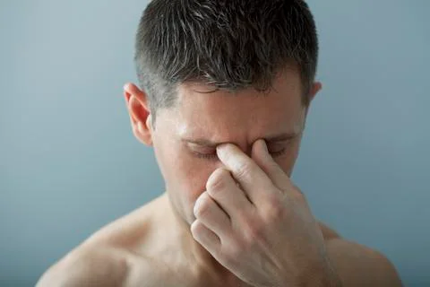 Sinusitis in a man Stock Photos