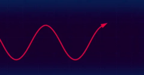 Sinusoid drawing with arrow seamless loop white on navy grid Stock Footage 243031796