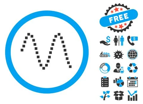 Sinusoid Flat Vector Icon with Bonus Stock Illustration