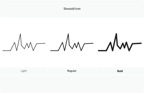 Sinusoid icon. Light, Regular And Bold style design isolated on white backg.. Stock Illustration
