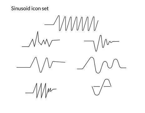 Sinusoid icon set. style design isolated on white background Stock Illustration