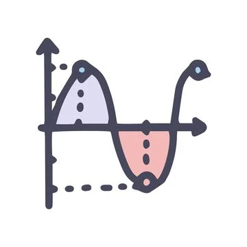 Sinusoid plot color vector doodle simple icon Ilustración de archivo