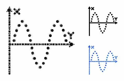 Sinusoid plot Composition Icon of Round Dots Stock Illustration