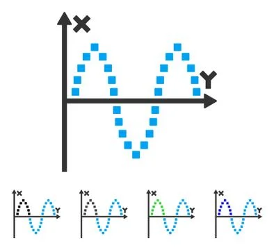 Sinusoid Plot Flat Icon Ilustración de archivo