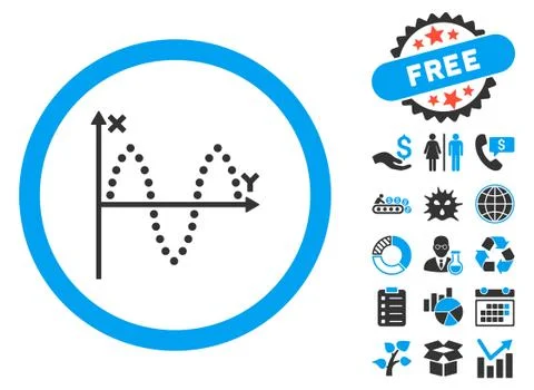 Sinusoid Plot Flat Vector Icon with Bonus Illustrazione stock