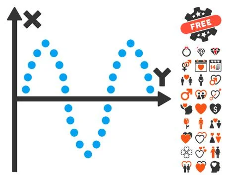Sinusoid Plot Icon With Bonus Ilustración de archivo