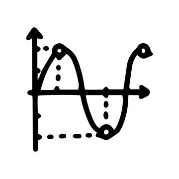 Sinusoid plot line vector doodle simple icon Stock Illustration