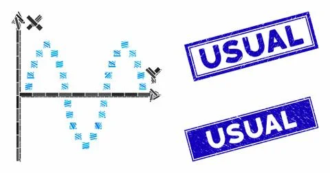 Sinusoid Plot Mosaic and Grunge Rectangle Usual Watermarks Ilustración de archivo