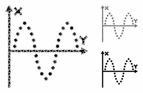 Sinusoid plot Mosaic Icon of Tuberous Parts Ilustración de archivo