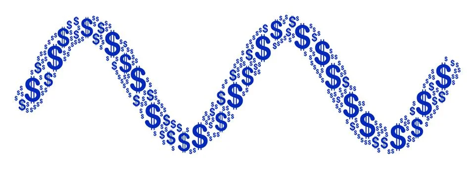 Sinusoid Wave Collage of Dollar Stock Illustration