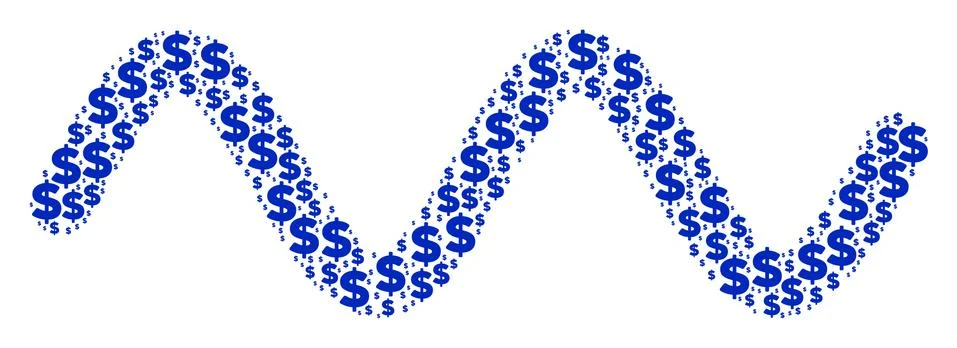 Sinusoid Wave Composition of Dollar and Dots Stock Illustration