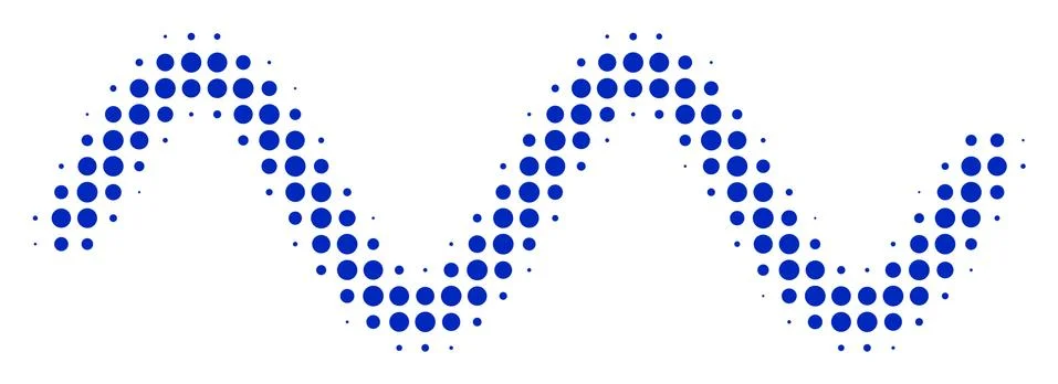 Sinusoid Wave Halftone Icon Stock Illustration