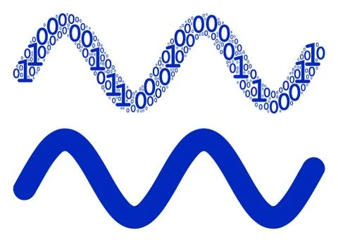 Sinusoid Wave Mosaic of Binary Digits 스톡 일러스트