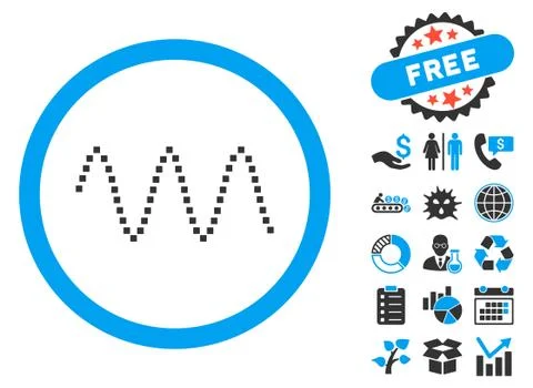 Sinusoid Waves Flat Vector Icon with Bonus Stock Illustration