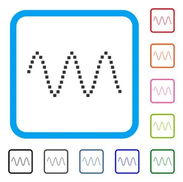 Sinusoid Waves Framed Icon Stock Illustration