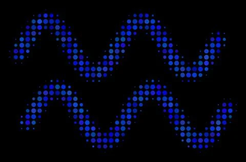 Sinusoid Waves Halftone Icon Stock Illustration