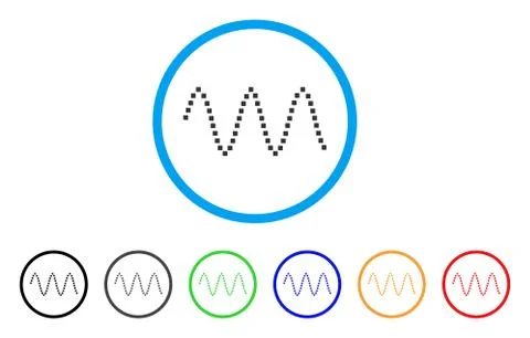 Sinusoid Waves Rounded Icon Stock Illustration
