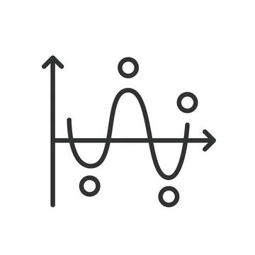 Sinusoidal graph, icon in line design. Sinusoidal, graph, wave, function, curve Stock Illustration