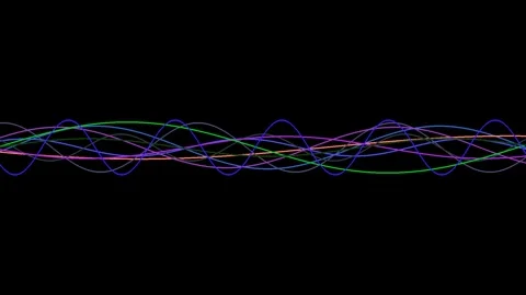 Sinusoidal waves that move on the screen of different colors on a black Stock Footage 304168009