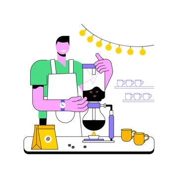 Siphon coffee maker isolated cartoon vector illustrations. Stock Illustration