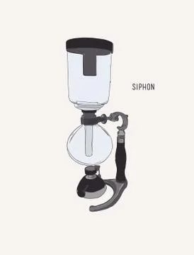 Siphon or syphon coffee machine , sketch vector. Stock Illustration